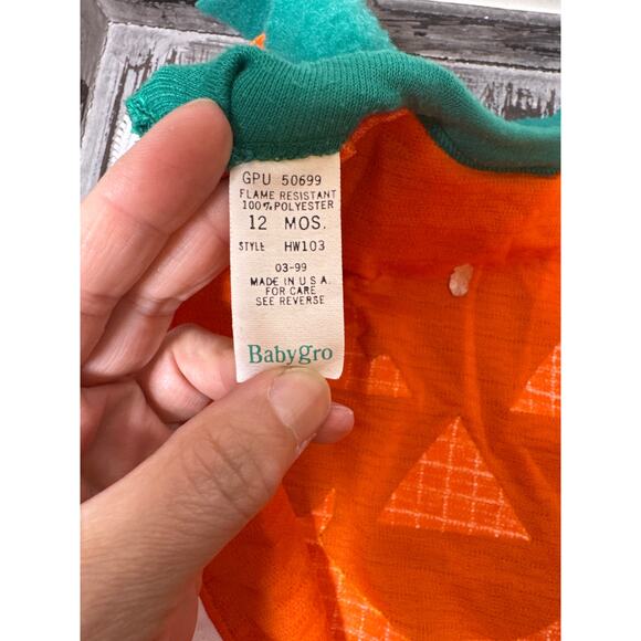 Babygro Pumpkin Infant Halloween One Piece Zipper Costume 12 months - Picture 5 of 6